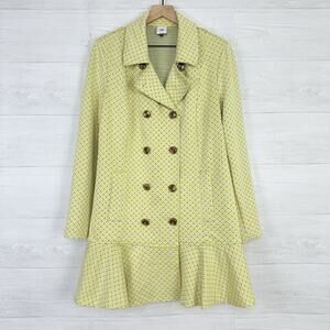 Cabi Hobnob Topper Coat Jacket Size Large Yellow Peplum Double Breasted #6249